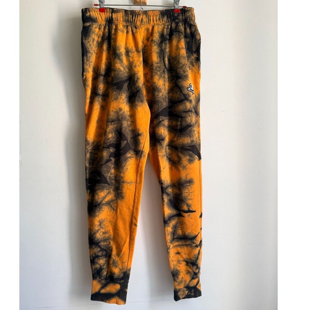 Champion galaxy-dyed orange and black tie-dye joggers (Medium)